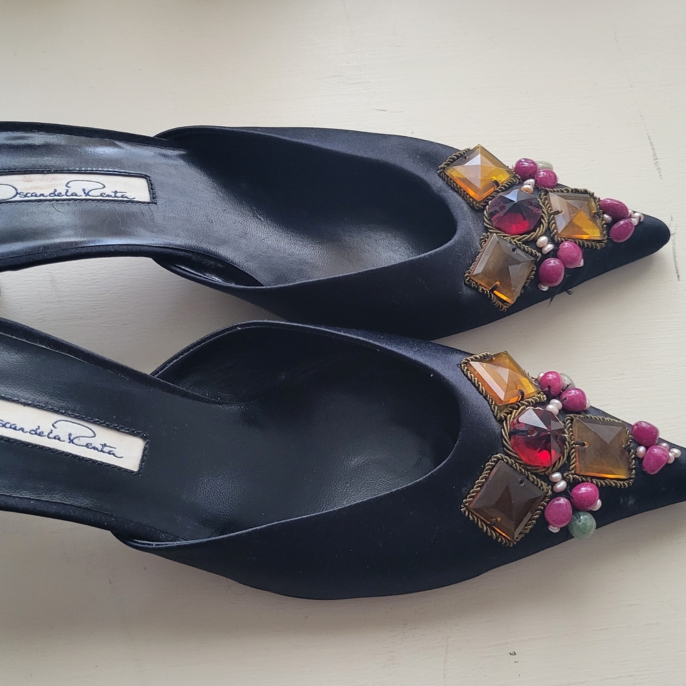 Oscar de la Renta Black Embellished Women's Shoes